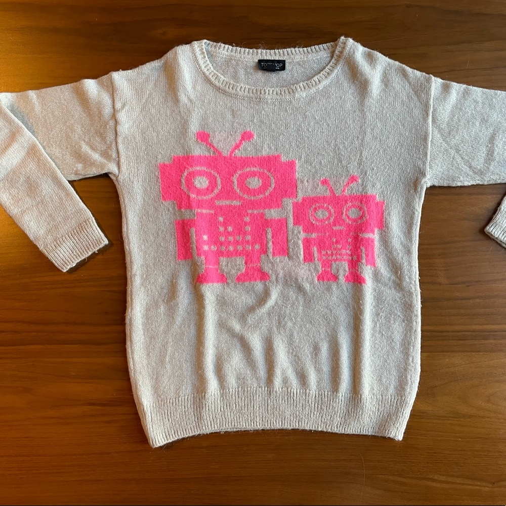 Topshop Fluro Robot Knit Sweater